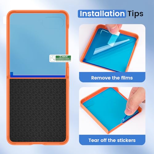 Image of Ruky for Samsung Z Flip 7 Full Body Slim Case, Orange | Protective Cover Hard PC Ultra Anti-Scratches Shockproof Wireless Charging Phone Case for Samsung Galaxy Z Flip 7, Orange