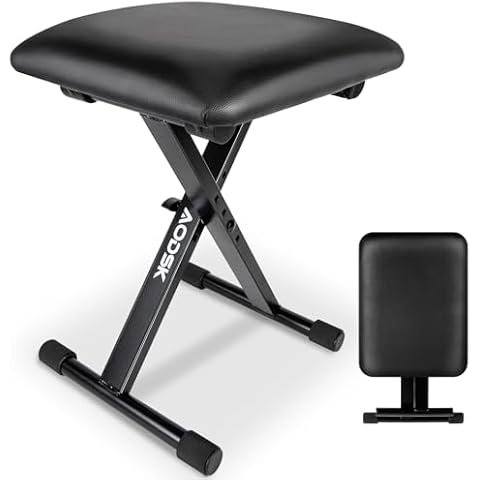 AODSK Keyboard Bench X-Style Cushion Padded,Piano Bench Adjustable Collapsible Stool Chair Seat,Flame Retardant Cotton,Non-Skid Design Cover