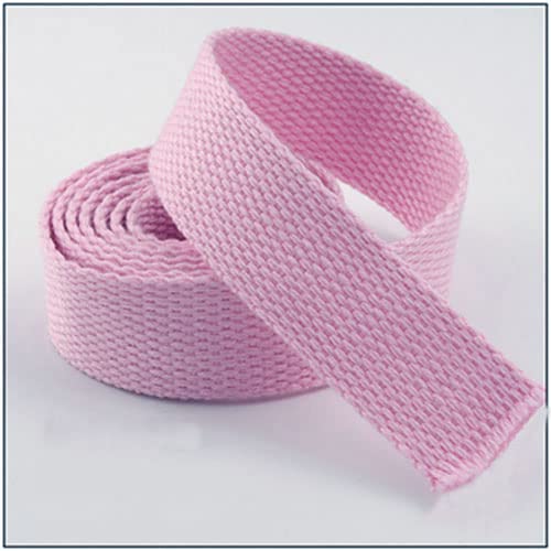 Heavy Cotton Webbing Bag Straps 38mm 24 Colours Canvas Tape Ribbon (Pink, 10 metre)