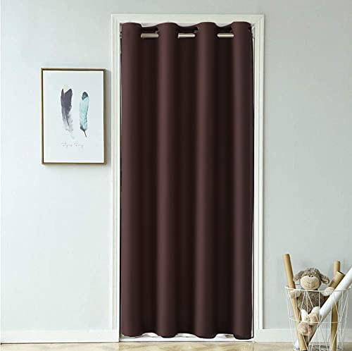 pureaqu おしゃれ 無地 ブラウンカーテン 断熱 防音 遮光 無地 シールド仕切りカーテン ドアカーテン 玄関カーテン 間仕切り のれん 目隠し 幅100cm×丈200cm 1個