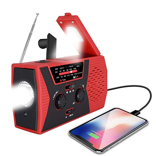Solarkurbel-Wetterradio Für Notfälle Mit AM/FM, Taschenlampe, Leselampe, 2000-Mah-Powerbank-USB-Ladegerät Und SOS-Alarm