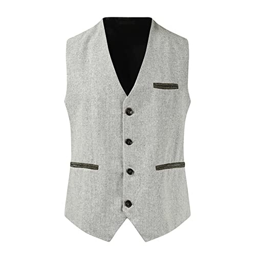 Muscularfit Casual Shirts for Men 2023 Spring Cotton Sleeveless Solid Fashion Lattice Have Pockets Single Breasted Vest Tops