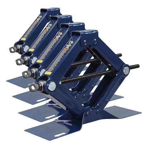 Image of TCE AT10152U Torin Steel Scissor Lift Jack Car Kit, 1.5 Ton (3,000 lb) Capacity, Blue (Pack of 4)