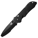 Benchmade - Triage 916 Serrated Rescue Knife, Opposing Bevel Blade, Glass Breaker and Safety Hook with Black G10 Handle (916SBK)