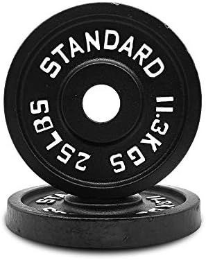 Olympic Barbell Weight Plates 2 Inch Hole Solid Cast Iron Barbell Weight Plates, Strength Training, Weightlifting, Bodybuilding, Powerlifting, Sold in Pair Plates (25LBs-1pair)