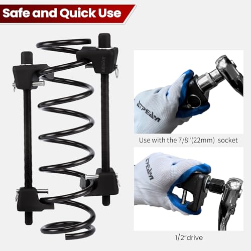 ATPEAM Profi Auto Federspanner Set 2tlg, Kfz Feder Spanner Werkzeug für Auto, Motorrad, 13/16 Zoll Stecknuss 1/2 Zoll Antrieb