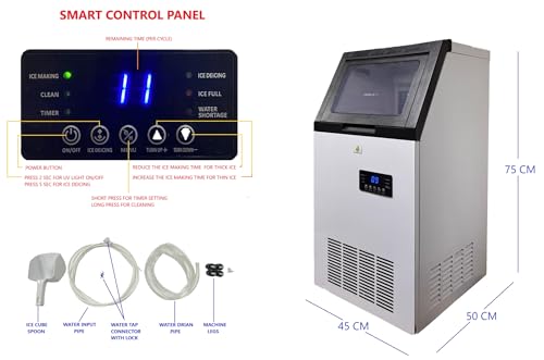 Image of Commercial Ice Cube Maker, 45Kg in a Day, 45 Crystal Clear Square Ice Cube in13-20 Mins, Ice Maker is Very usefull in Restaurent /Bars /Hotels /Kitchen /Office /Party Hall etc.