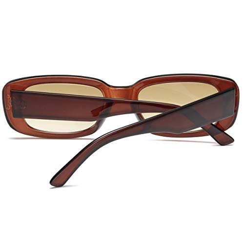 Image of Vintage Rectangle Sunglasses for Women Men 90s Fashion Narrow Square Frame Eyewear UV400 Protection