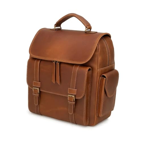 Trahide – Backpack Solid Brown Leather Pockets | 14” x 13” Inches – Pick yours - Pick for me2