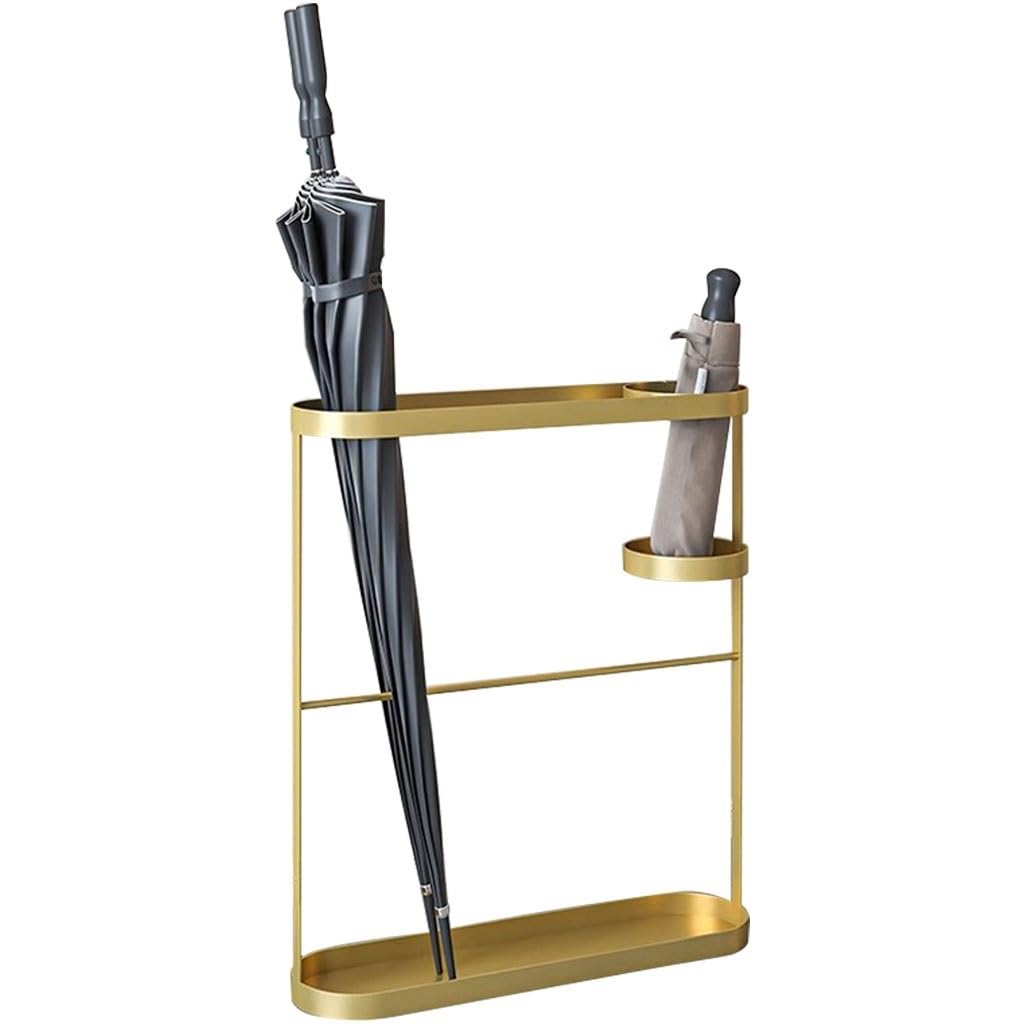 SBJKLYRN umbrella stand, Rectangular for Entrance, Wrought Iron Sturdy Umbrella Basket, for Long/Short Umbrella(Gold)