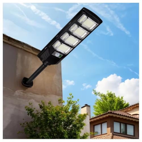 kh Solar Street Lights Outdoor Waterproof 192 LED 80 W Solar Dusk to Dawn Flood Light Outside Solar Powered Security Exterior Wall Mount Lamp Motion Sensor Remote Control (Pack of 4)
