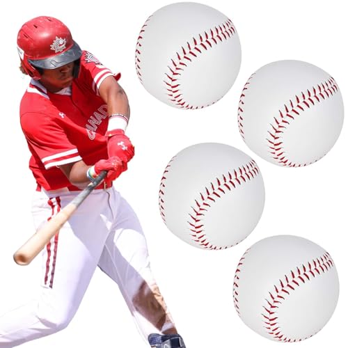 Lunaanda 4 PCs Soft Baseball, Soft Übung Baseballs, Softball -Trainingsball, genähte T -Ball, Rounders Bälle, weiches Leder für Erwachsene Jugendtraining professionelle Baseballspiele