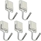 Silver Mini Square Hook, 10LB Strong Magnetic Hooks for Cruise, Grill, Towel, Indoor Hanging, Kitchen, Workplace, Office and Garage – 5 Pack