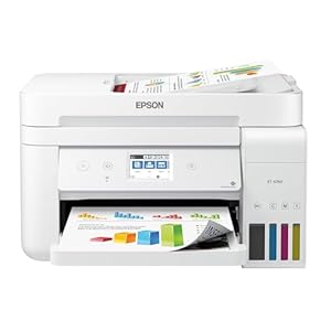 Epson EcoTank ET-4760 Wireless Color All-in-One Cartridge-Free Supertank Printer with Scanner, Copier, Fax, ADF and Ethernet – White