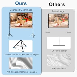 Proiettore Tela con Treppiede 120 Pollici Proiettore Tela Portatile Outdoor Cinema 16:9 HD Rear Front Giardino Proiezione con Borsa per Campeggio Home Party Teatro Notti