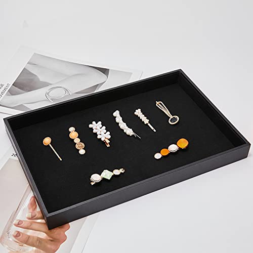 XCRUI Black Velvet Stackable Jewelry Tray Showcase Display Earring Necklace Bracelet Rings Organizer…… (4 pcs) by XCRUI - Used condition - Image 3
