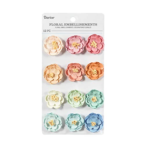 Darice Assorted, Floral Embellishment, 1 inch, 12 Pack