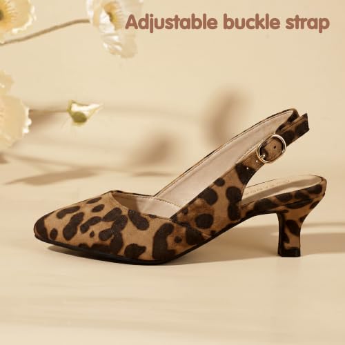 Image of PANDANINJIA Girls Dress Shoes Kitten Heels Sandals Closed Pointed Toe Slingback Flower Girl Little Big Kid Wedding Party School Pumps Shoes