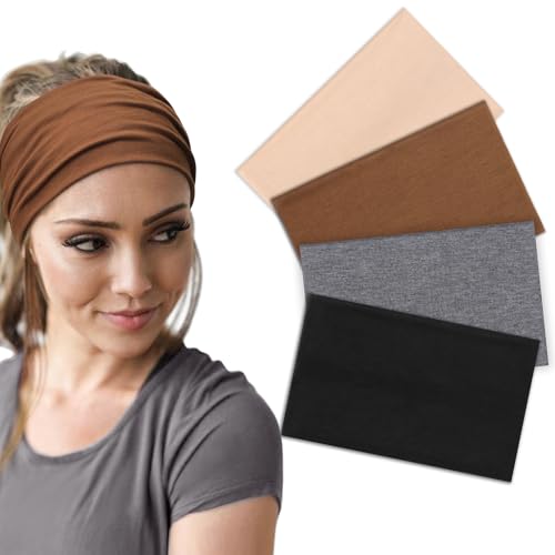 Image of DRESHOW 4 Pack Turban Headbands for Women Wide Vintage Head Wraps Knotted Cute Hair Band Accessories