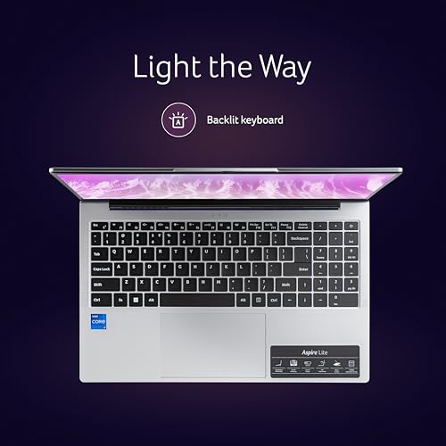 Image of acer Aspire Lite, 12th Gen, Intel Core i7-12650H, Office 2024 + M365 Basic, 16GB RAM, 1TB SSD, Full HD IPS, 15.6 inch /39.62 cm, Win 11 Home, Pure Silver, 1.7 kg, AL15-52H, Backlit KB, Thin & Light Laptop