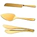 Bisda Herramientas Para Tartas Doradas de Acero Inoxidable Cake Server, 1x Cuchillos de Pastelería 1x Pinzas de Comida Cocina 1x Palas Para Servir Tartas, Servidor para Hornear Pan de Postres de Pizza