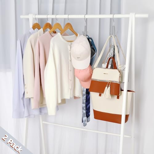 TOPIA HANGER Purse Hanger Organizer for Closet, 2-Pack Handbag Organizer Hanger, 360°Swivel Metal Purse Hooks, Bag Rack, Belt Organizer, Tie Rack, Scarf Hanger, Bag Storage Organizer, Silver by TOPIA HANGER - Image 2