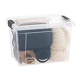 Superio Small Clear Storage Box with Lid, 8.75 Quart Plastic Container Bins for Organizing, Stackable Crates, BPA Free, Non Toxic, Odor Free, Organizers for Home, Office, School, and Dorm