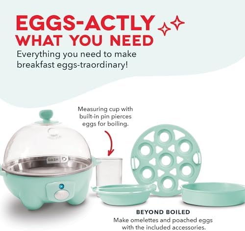 Dash Rapid Egg Cooker - Boiler, Poacher & Steamer - Includes Measuring & Recipe Guide - Dishwasher Safe - BPA Free - Holds 7 Eggs, Aqua - View 6