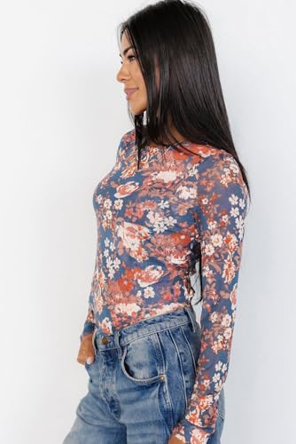 Women Floral T-Shirts Summer Long Sleeve Crewneck Blouse Tops Spring Fall Comfy Undershirt Casual Shirts3