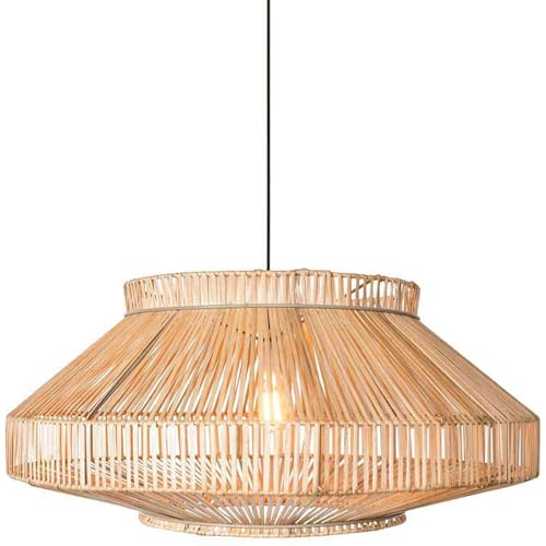 Plafonnier en rotin tressé de 81 cm luminaire bohème chambre et entrée
