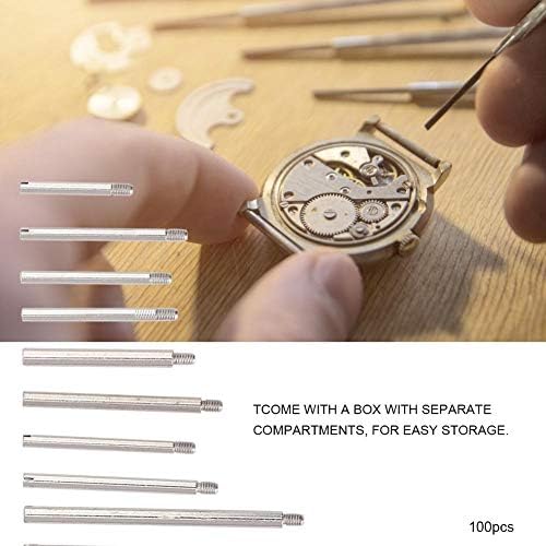 Qiterr Watch Strap Screw, Watch Tool Kit, Watch Repair Screw, Metal 10 Sizes Watch Band Strap Screw Set Watch Repair Tool Accessories with Storage Box(100pcs)