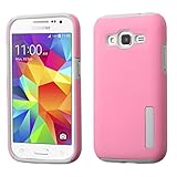 Asmyna Cell Phone Case for Samsung G360 (Prevail LTE)/Galaxy Core Prime - Retail Packaging - Grey/Pink