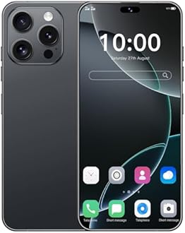 adeck I16 PROMAX unlocked phone, Android 14 4GB,6.8-inch high-definition AMOLED screen smartphone, 4500mAh battery, facial recognition/5G/photo/GPS phone (Titanium black,256)