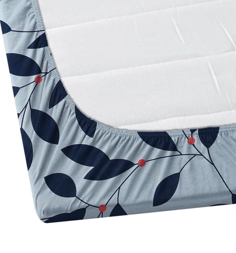 Image of DECORUM Glace Cotton Fitted 1 Bedsheet King Size (72 inchx78 inch) | All Around Elastic | Cotton Feel | 2 Pillow Covers (17 inchx27 inch) | Fits Up to 8 inch Mattress | 200-220 TC | Printed Double Bed Sheet Set