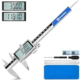 Housolution Digital Caliper, 6Inch Caliper Measuring Tool with Large LCD Screen, Inch/MM Switch, 4 Measuring Ways, Stainless Steel Micrometer Vernier Caliper with Splashproof Screen for Woodworkers