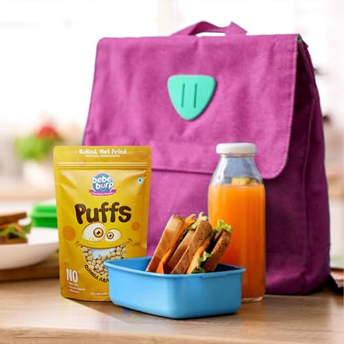 Image of BE'BE' BURP Healthy Puff Snacks | Quinoa Arabic Herbs | Baked Puffs, Not Fried, Protein Snacks | No Maida & Gluten-Free | Travel-Friendly | 35gms Each (Pack of 4)