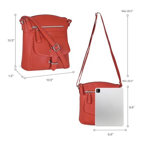 Image of Oak Leathers Leather Crossbody Bag For Women With Adjustable Sling Strap - Medium Size Crossover Shoulder Handbag Purse