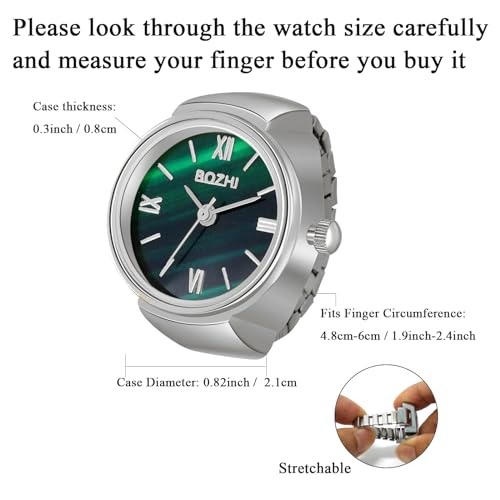 Image of JewelryWe Finger Watch for Women - Stretchy Elastic Band Round Simple Dial Quartz Ring Watches for Daily and Office