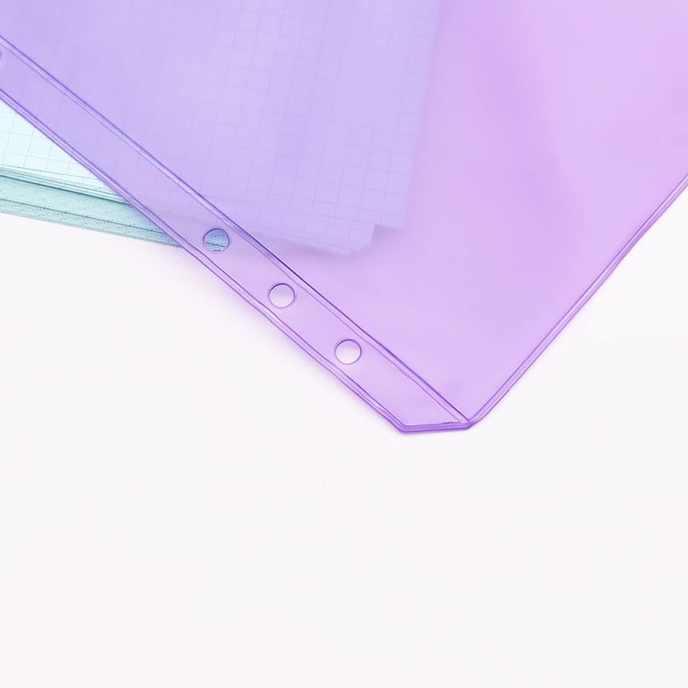 Purple A5 Binder Pockets 12pcs Zipper Cash Envelopes Pouch Loose Leaf Bags 6 Holes PVC Zip Organizer Folder for Planner Journal Budget Filing image 4
