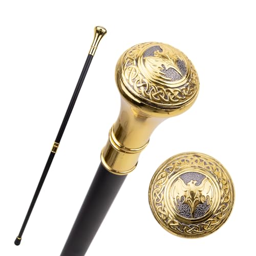 Golden Phoenix Totem Relief Walking Cane Fashion Walking Stick Gentleman Luxury Crosier Knob Walking Stick 93cm