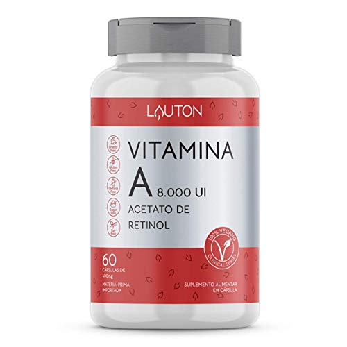 Vitamina A 8.000UI Acetato de Retinol - 60 Cápsulas - Lauton Nutrition, Lauton Nutrition