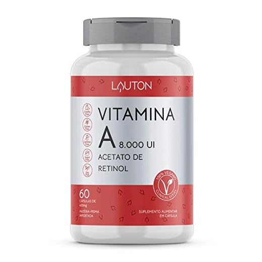 Vitamina A 8.000UI Acetato de Retinol - 60 Cápsulas - Lauton Nutrition, Lauton Nutrition