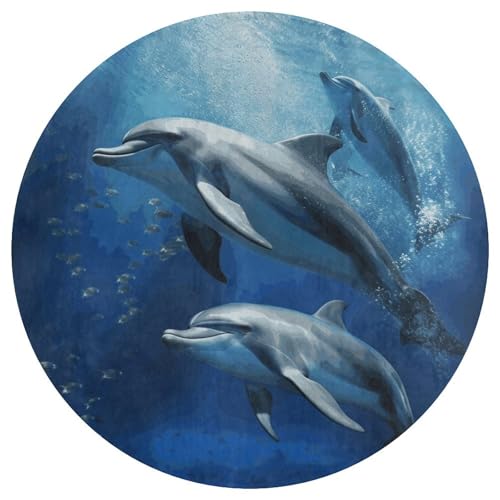 Alfombra pequeña de delfines para baño y cocina lavable 5