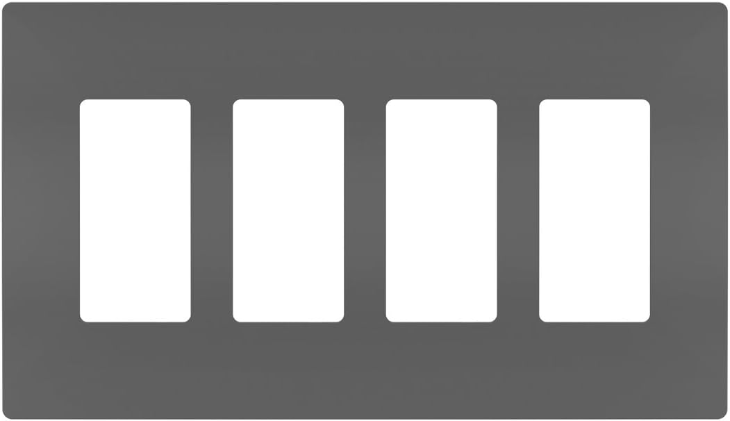 Screwless Wall Plate Plastic Sub Plate FourGang in Black