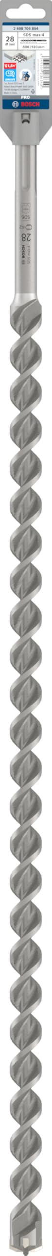 Bosch 1x Punta per martelli PRO SDS max-4 (per Calcestruzzo armato, Blocco in calcestruzzo, Ø 28,00 mm, Professional Accessorio Martello perforatore)