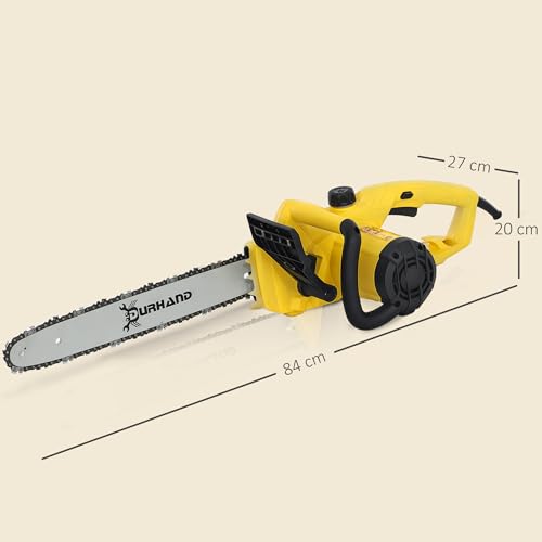 DURHAND 2000W Powerful Electric Chainsaw, 16" Aluminium Blade Portable Corded Chain Saw, 7250rpm Chain Saw for Garden Tree Pruning, 13m/s Chain Speed Auto Chain Lubrication to Cut Wood, Yellow - Image 7