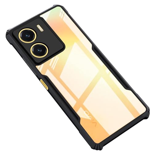 Image of Bintage Back Cover Clear E agle Smoke Case Compatible Model for Vivo V2312 / T2X 5G | Raised Edges I paky |Imported Flexible TPU Bumper Scratch & Camera Protection - Black