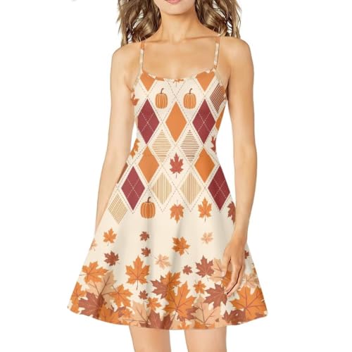 Image of Women's Spaghetti Strap Dress Summer Casual Swing Sundress Girls Beachwear Swing Mini Dress