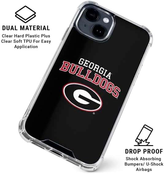 Skinit Clear Phone Case Compatible with iPhone 15 - Officially Licensed University of Georgia Bulldogs Design
