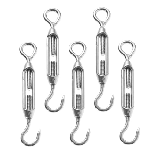 KOMBIUDA 5pcs Tensores de Acero Inoxidable con Ganchos de Alta Resistencia para Cables y Tensores de Sombra miniatura 1